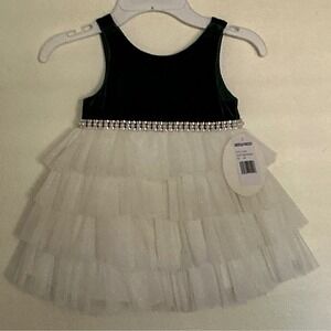 NWT 18 Mon American Princess Girls Velvet Lace Trim Formal Dress